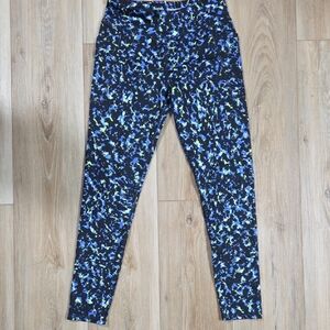 Athletic Works Black and Blue Patterned Women's Jeggings